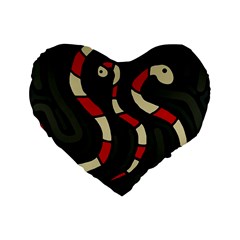 Red Snakes Standard 16  Premium Flano Heart Shape Cushions by Valentinaart