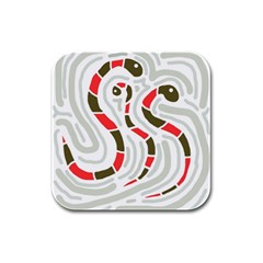 Snakes Family Rubber Square Coaster (4 Pack)  by Valentinaart