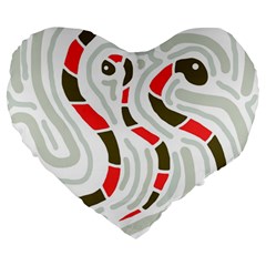 Snakes Family Large 19  Premium Heart Shape Cushions by Valentinaart