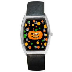 Halloween Pumpkin Barrel Style Metal Watch by Valentinaart