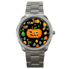 Halloween pumpkin Sport Metal Watch