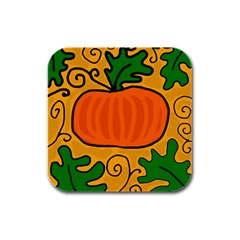 Thanksgiving Pumpkin Rubber Square Coaster (4 Pack)  by Valentinaart