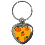 Thanksgiving pumpkins pattern Key Chains (Heart)  Front