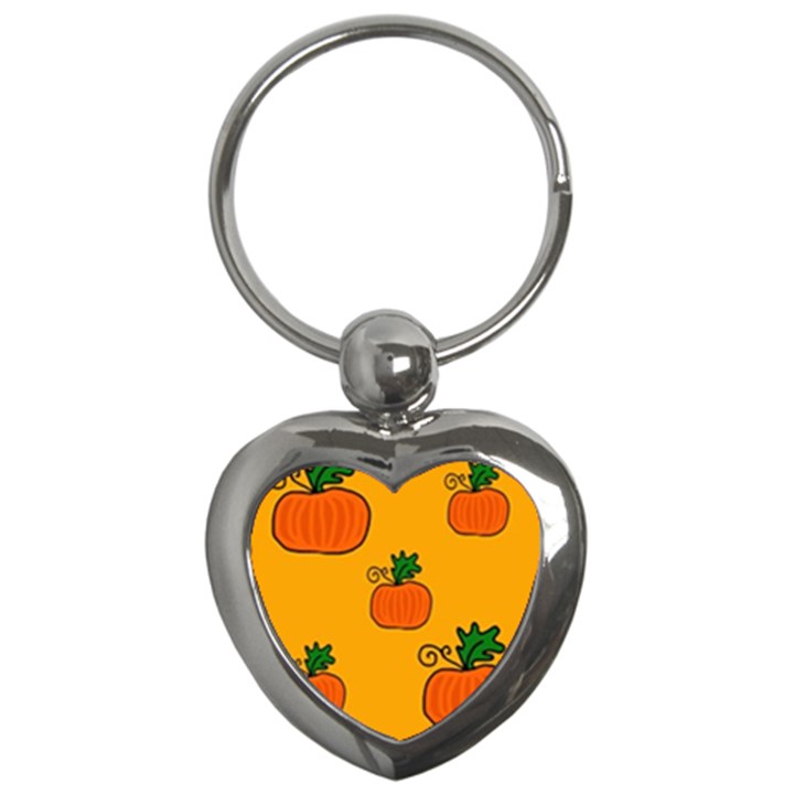 Thanksgiving pumpkins pattern Key Chains (Heart) 