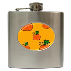 Thanksgiving Pumpkins Pattern Hip Flask (6 Oz) by Valentinaart