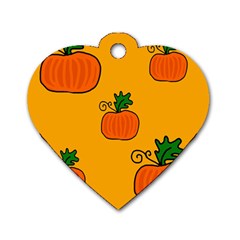 Thanksgiving Pumpkins Pattern Dog Tag Heart (two Sides) by Valentinaart