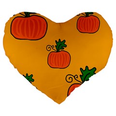 Thanksgiving Pumpkins Pattern Large 19  Premium Heart Shape Cushions by Valentinaart