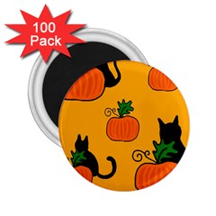 Halloween Pumpkins And Cats 2 25  Magnets (100 Pack)  by Valentinaart