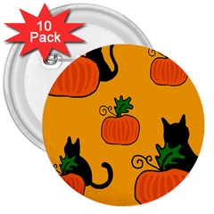 Halloween Pumpkins And Cats 3  Buttons (10 Pack)  by Valentinaart