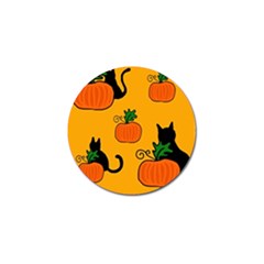 Halloween Pumpkins And Cats Golf Ball Marker by Valentinaart