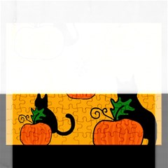 Halloween Pumpkins And Cats Rectangular Jigsaw Puzzl by Valentinaart