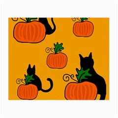 Halloween Pumpkins And Cats Small Glasses Cloth by Valentinaart