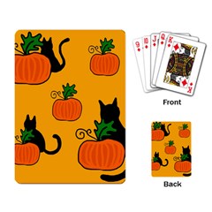 Halloween Pumpkins And Cats Playing Card by Valentinaart