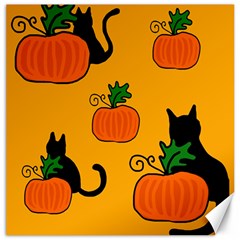 Halloween Pumpkins And Cats Canvas 16  X 16   by Valentinaart