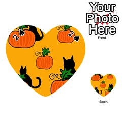 Halloween Pumpkins And Cats Playing Cards 54 (heart)  by Valentinaart