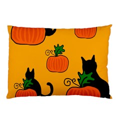 Halloween Pumpkins And Cats Pillow Case by Valentinaart