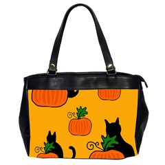 Halloween Pumpkins And Cats Office Handbags (2 Sides)  by Valentinaart