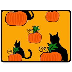 Halloween Pumpkins And Cats Fleece Blanket (large)  by Valentinaart