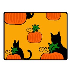 Halloween Pumpkins And Cats Fleece Blanket (small) by Valentinaart