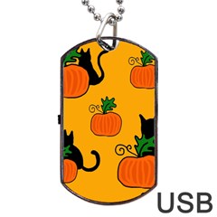 Halloween Pumpkins And Cats Dog Tag Usb Flash (two Sides)  by Valentinaart