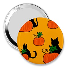 Halloween Pumpkins And Cats 3  Handbag Mirrors by Valentinaart