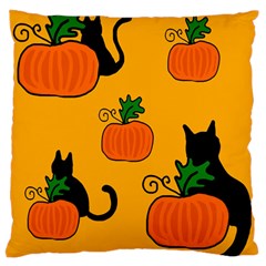 Halloween Pumpkins And Cats Standard Flano Cushion Case (two Sides) by Valentinaart