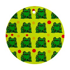 Green Frogs Ornament (round)  by Valentinaart