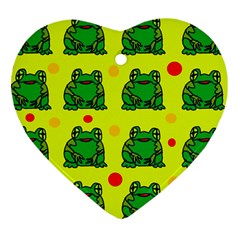 Green Frogs Ornament (heart)  by Valentinaart