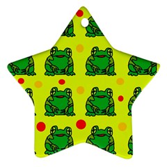 Green Frogs Star Ornament (two Sides)  by Valentinaart