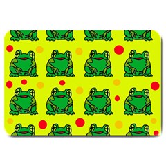 Green Frogs Large Doormat  by Valentinaart