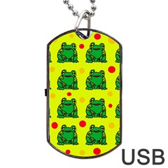 Green Frogs Dog Tag Usb Flash (two Sides)  by Valentinaart