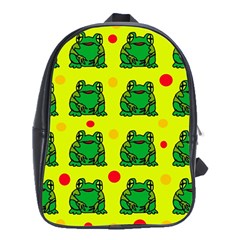 Green Frogs School Bags (xl)  by Valentinaart