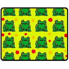 Green Frogs Double Sided Fleece Blanket (medium)  by Valentinaart