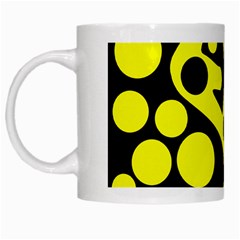 Black And Yellow Abstract Desing White Mugs by Valentinaart