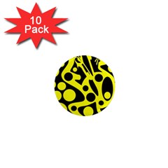 Black And Yellow Abstract Desing 1  Mini Magnet (10 Pack)  by Valentinaart