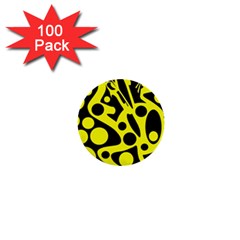 Black And Yellow Abstract Desing 1  Mini Buttons (100 Pack)  by Valentinaart