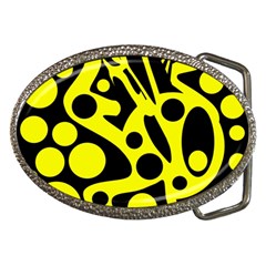 Black And Yellow Abstract Desing Belt Buckles by Valentinaart