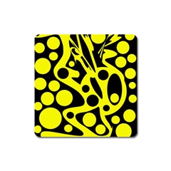 Black And Yellow Abstract Desing Square Magnet by Valentinaart