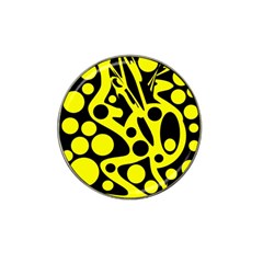 Black And Yellow Abstract Desing Hat Clip Ball Marker by Valentinaart