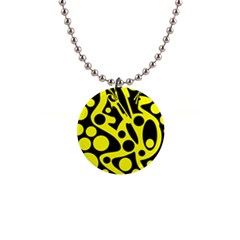 Black And Yellow Abstract Desing Button Necklaces by Valentinaart