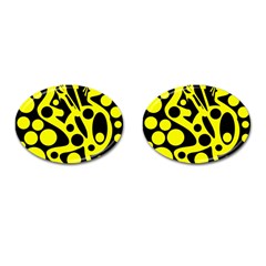 Black And Yellow Abstract Desing Cufflinks (oval) by Valentinaart