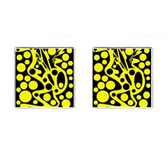 Black And Yellow Abstract Desing Cufflinks (square) by Valentinaart