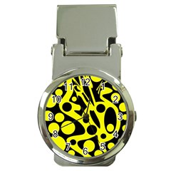 Black And Yellow Abstract Desing Money Clip Watches by Valentinaart