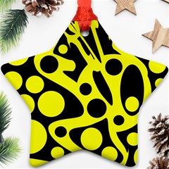 Black And Yellow Abstract Desing Star Ornament (two Sides)  by Valentinaart