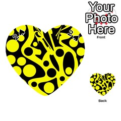 Black And Yellow Abstract Desing Playing Cards 54 (heart)  by Valentinaart