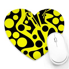 Black And Yellow Abstract Desing Heart Mousepads by Valentinaart