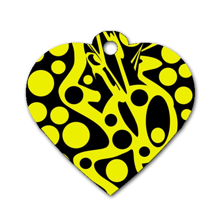 Black and Yellow abstract desing Dog Tag Heart (One Side)