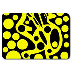 Black And Yellow Abstract Desing Large Doormat  by Valentinaart