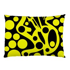 Black And Yellow Abstract Desing Pillow Case by Valentinaart