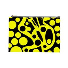 Black And Yellow Abstract Desing Cosmetic Bag (large)  by Valentinaart